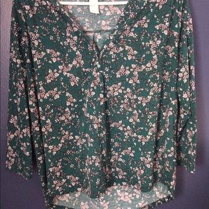 Green and white blouse